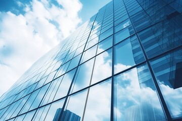 Fototapeta na wymiar Impressive Skyscraper of Glass and Steel with Blue Sky