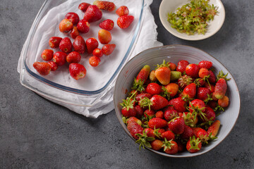 Peel strawberries for dessert