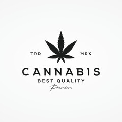Premium quality cannabis organic plant logo retro vintage template design.