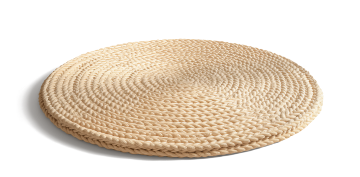 round floor carpet isolated on white transparent background, close up, png