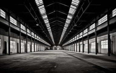 an empty warehouse with a large floor
