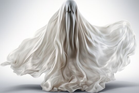 Ghost in white cloth with eyes and mouth cut out