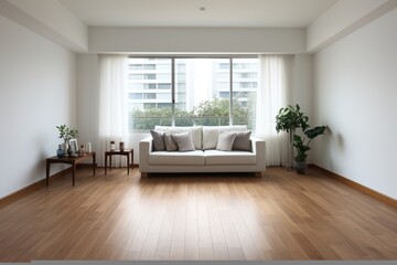 Naklejka na ściany i meble Bright and Airy Living Room with Modern Furniture