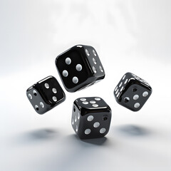 a group of black dice with white dots