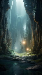 inside a mysterious cave