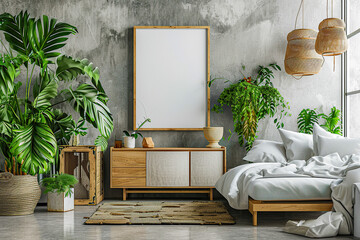 Frame mockup in modern living room generative ai