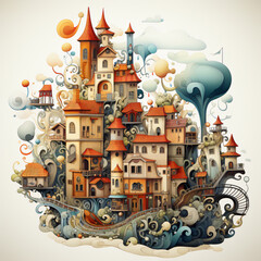 fantasy city  illustration 