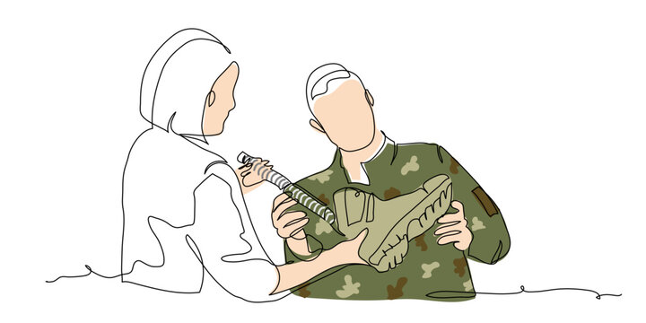 recommend clip art: Rehabilitation therapy, massaging on a table. Physiotherapy treatment vector illustration. One continuous line art drawing of massaging on a table.