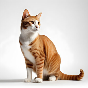 cheetoh cat isolated white background, Profile shot. ai generative