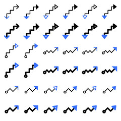 Arrow icon related to connection and flow.
