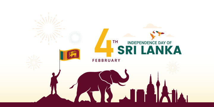 Sri Lankan Independence Day. Sri Lanka Day Defense Concept. Template for background, banner, card, and poster. Editable Vector illustration. National Day of Sri Lanka