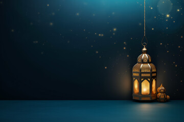 Islamic greetings ramadan kareem card design with beautiful lanterns - obrazy, fototapety, plakaty