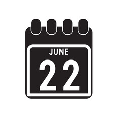 Calendar displaying the page of the day 22 (twenty-second) of the June - Day 22 of the month. Illustration