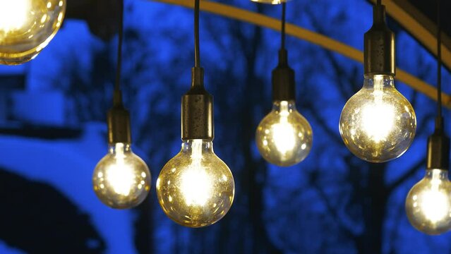stylish light bulbs in the cafe