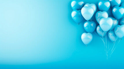 The perfect setting for Valentine's Day, a gift decorated with heart-shaped balloons, shades of blue for a unique Valentine's Day unlike anything else. Design illustration 3D concept.