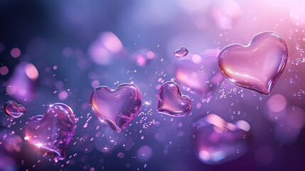 Valentines day background with transparent hearts.	
 - obrazy, fototapety, plakaty