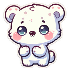 Generative AI Cute Little Arctic Bear Sticker, cute little baby bear sticker, cool little tiny bear stickers, Little baby Arctic bear Sticker, adorable little arctic bear stickers, snow bear sticker