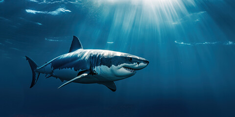 Great White Shark Swimming in the Ocean