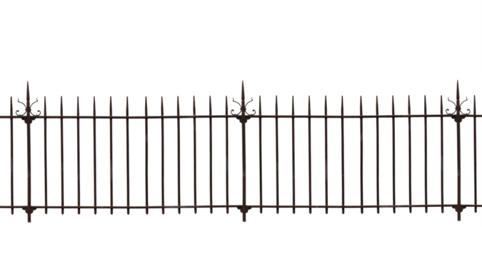 A wrought iron fence isolated on the transparent background