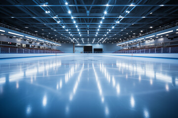 Ice Hockey Stadium with Spotlights. Vector Illustration. Ice Hockey Arena Background Concept...