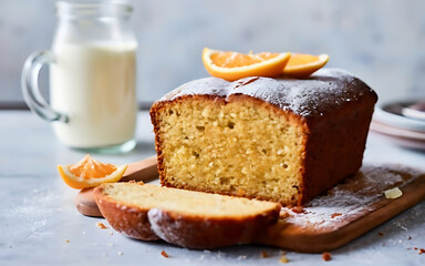 Capture the essence of Orange Olive Oil Cake in a mouthwatering food photography shot