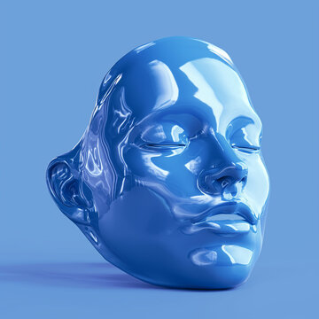 Alginate cosmetic blue mask on blue background