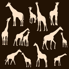 Giraffe Silhouette Set