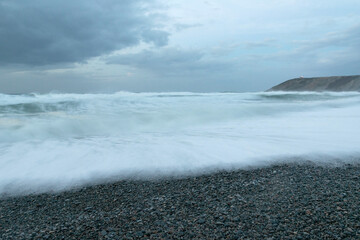 Vallina Beach. Cape Vidio Lighthouse. Cudillero, Asturias