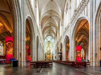 Cathedral of Our Lady interiors in Antwerp, Belgium