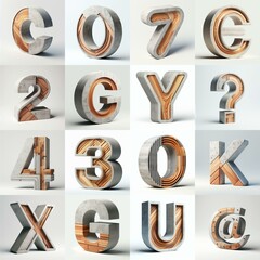 3D Lettering That Blends Concrete With wood. AI generated illustration
