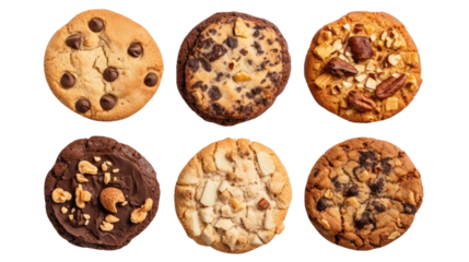Delicious cookies photographed from above, isolated