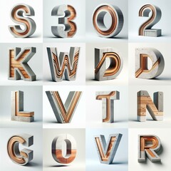 3D Lettering That Blends Concrete With wood. AI generated illustration