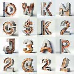 3D Lettering That Blends Concrete With wood. AI generated illustration