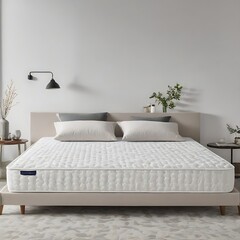 A white spring mattress with a flat surface in bedroom