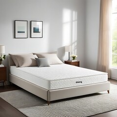 A white spring mattress with a flat surface in bedroom