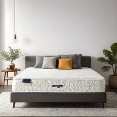 A white spring mattress with a flat surface in bedroom