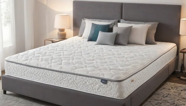 A white spring mattress with a flat surface in bedroom