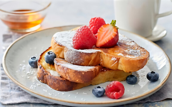Capture the essence of French Toast in a mouthwatering food photography shot