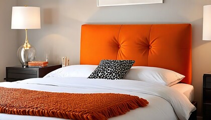 Design orange lamp bed fall home bedroom decor pillow interior modern