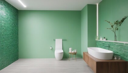 Fototapeta na wymiar Interior of stylish bathroom with light green walls