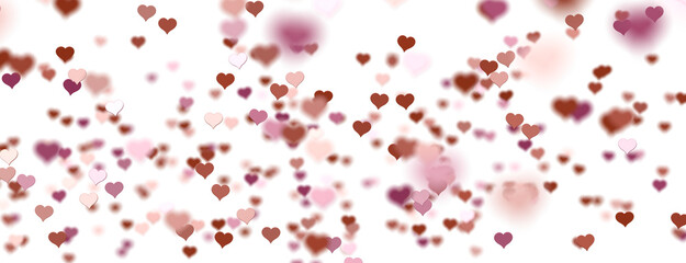 Falling red and pink hearts isolated on transparent background. Valentine’s day design