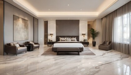 Obraz na płótnie Canvas Luxury bedroom interior with marble flooring