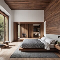 Modern wooden style bedroom interior design