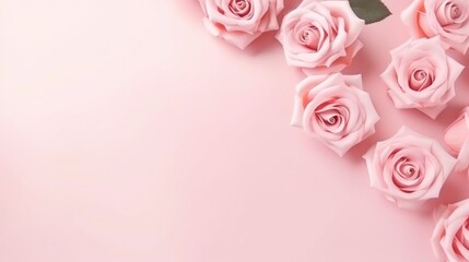 pink pastel valentines day background with copy space and wedding golden rings