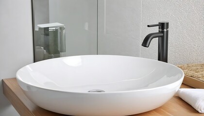 Fototapeta premium Stylish white sink in modern bathroom interior