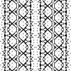 Ethnic Boho Dark Print. Native Art Scribble Vector. Doodle Stripe Art Pattern. Black Color Tribal Ikat Batik. Simple Zig Zag Pattern. Black Colour Ink Doodle Pattern. Abstract Ink Ethnic Design