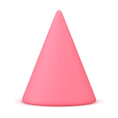 Cute pink abstract Christmas tree minimalist cone triangle geometric shape 3d icon realistic vector