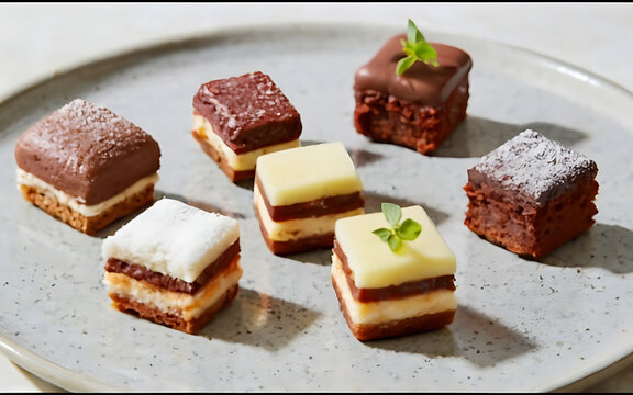 Capture the essence of Petit Fours in a mouthwatering food photography shot
