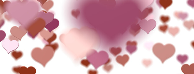 Falling red and pink hearts isolated on transparent background. Valentine’s day design