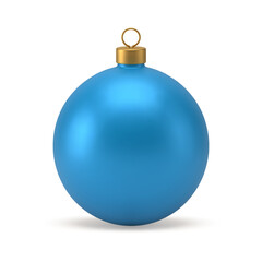 Beautiful Christmas tree blue ball toy matt expensive decorative element 3d icon realistic vector